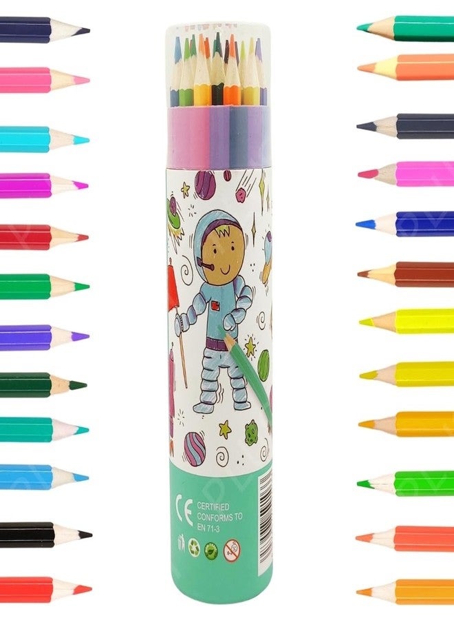 بلس بوينت مجموعة أقلام تلوين PLUSPOINT رواد فضاء للأطفال، ٢٤ لونًا، أقلام شمعية ناعمة ٣ مم، أقلام تلوين فنية للرسم والتخطيط، ألوان مثالية للأعمال الفنية والحرفية - Image 1